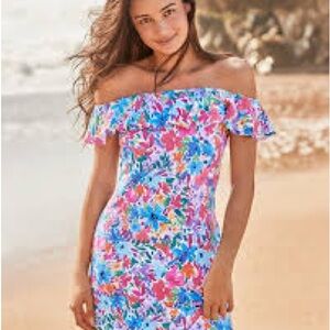 Tommy Bahama Floral Off-Shoulder Mini Dress - Pink, Blue, White